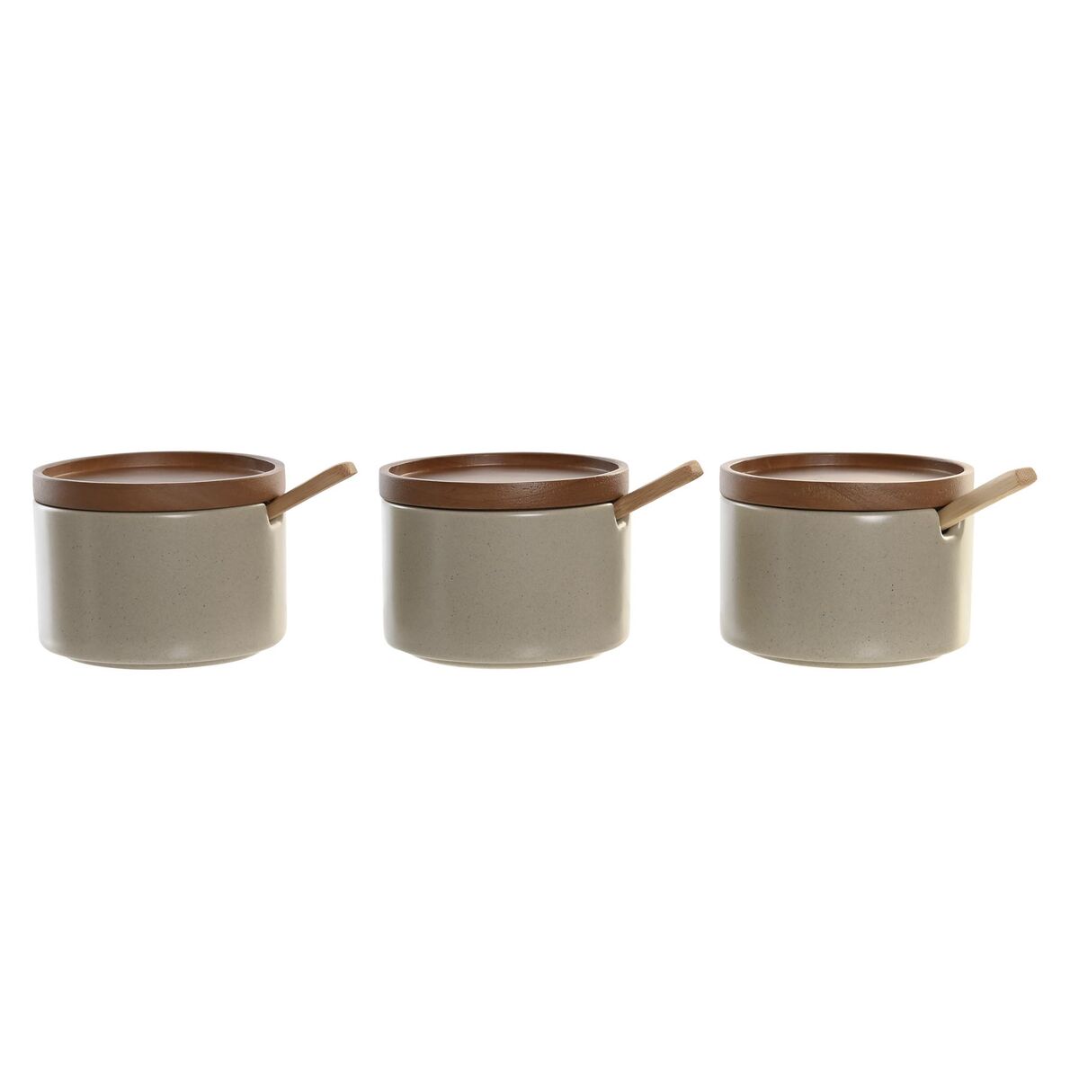 Sockerströare DKD Home Decor 29 x 10 x 7 cm Beige Brun Gummiträ (7 antal) - 4