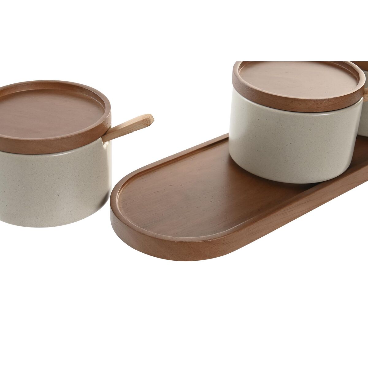Sockerströare DKD Home Decor 29 x 10 x 7 cm Beige Brun Gummiträ (7 antal) - 2