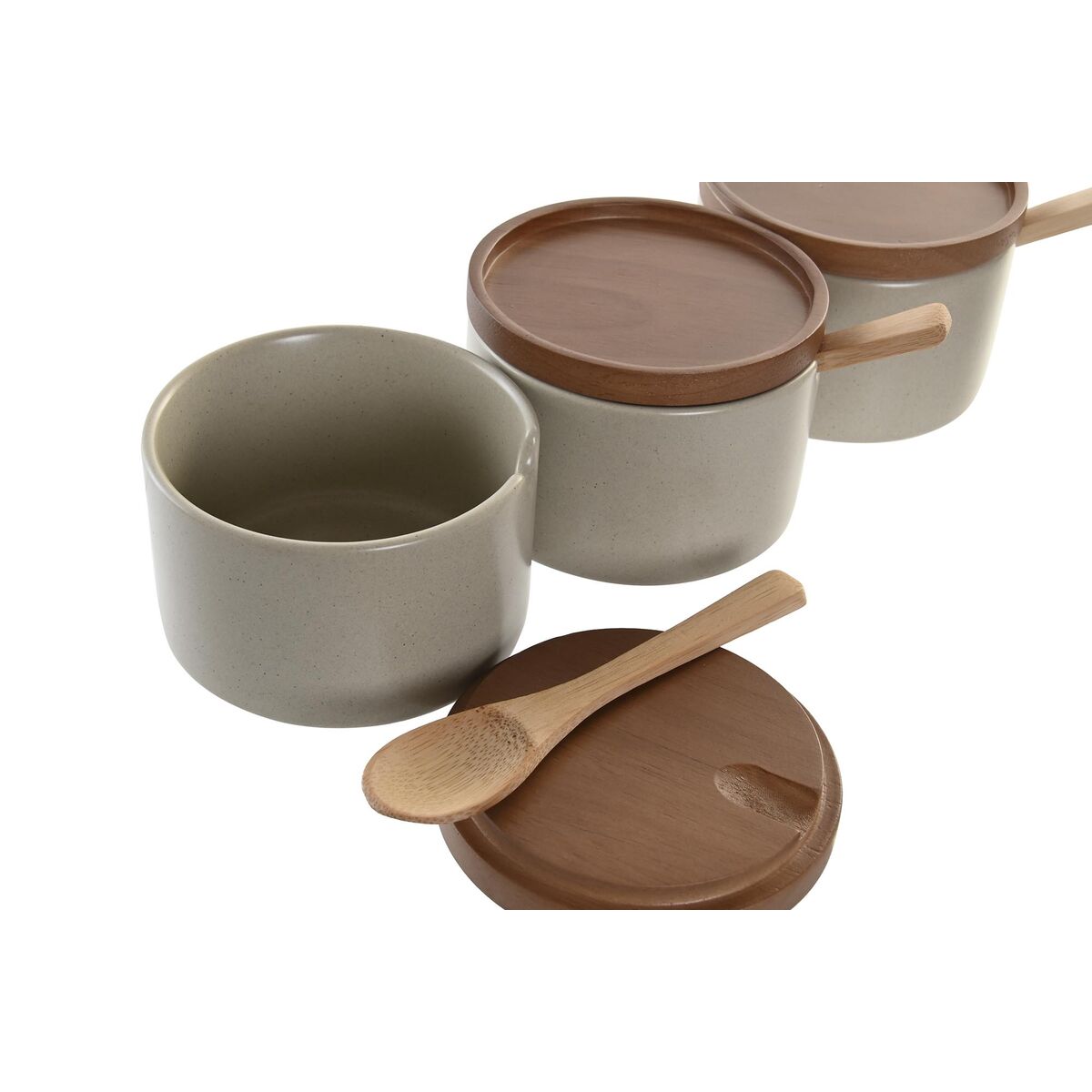 Sockerströare DKD Home Decor 29 x 10 x 7 cm Beige Brun Gummiträ (7 antal) - 3