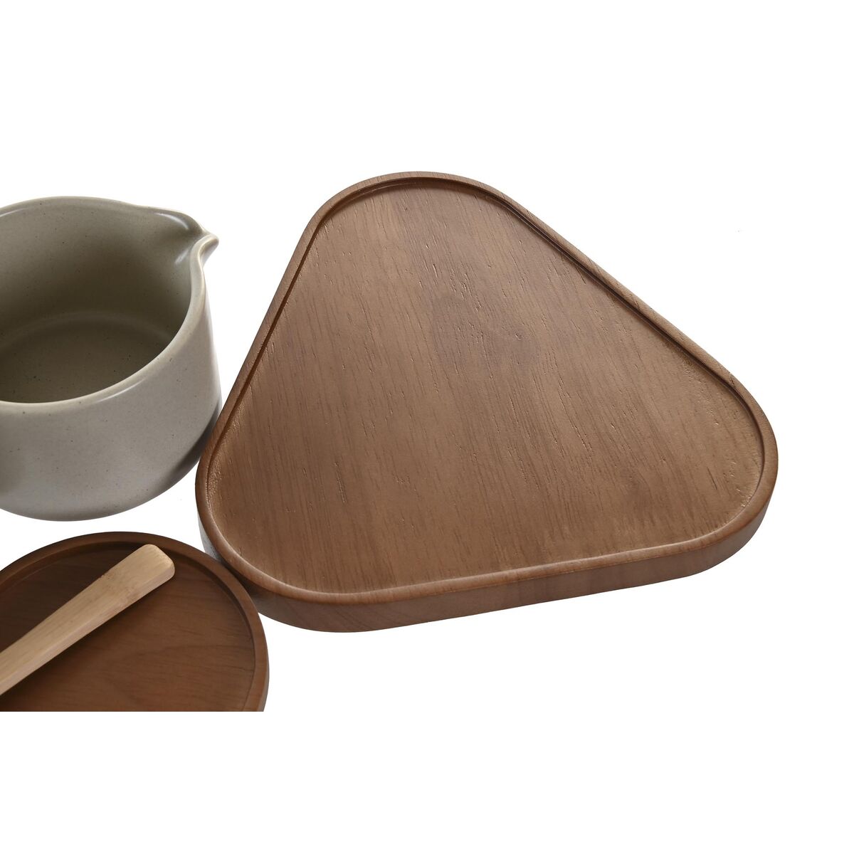 Sockerströare DKD Home Decor 19,5 x 18,5 x 7 cm Beige Brun Gummiträ 4 Delar - 2
