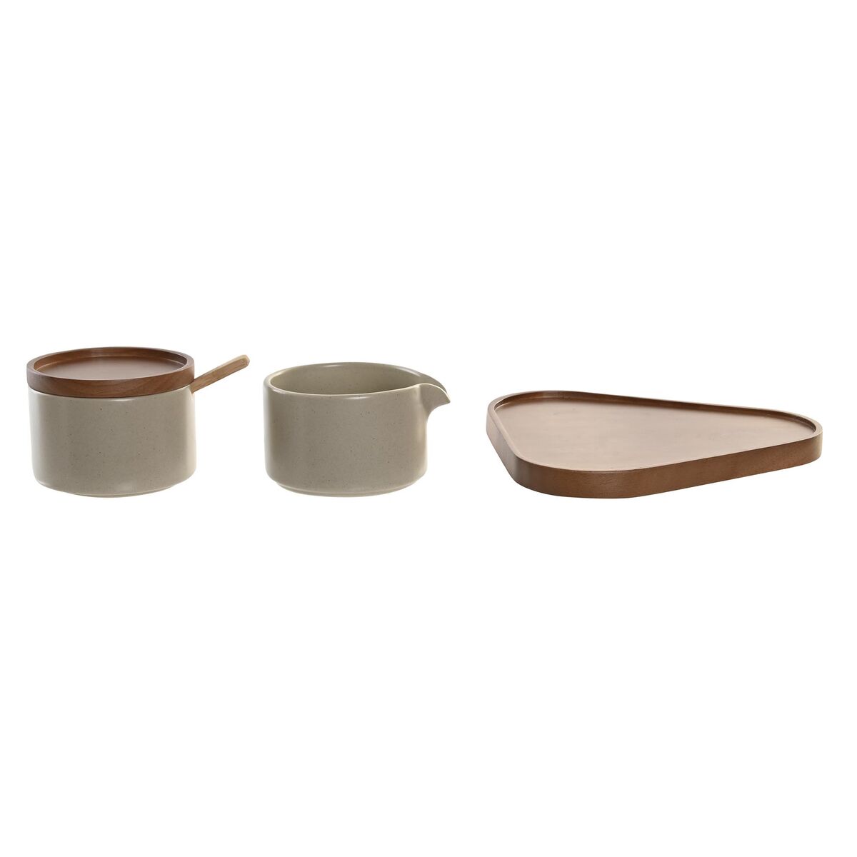 Sockerströare DKD Home Decor 19,5 x 18,5 x 7 cm Beige Brun Gummiträ 4 Delar - 4