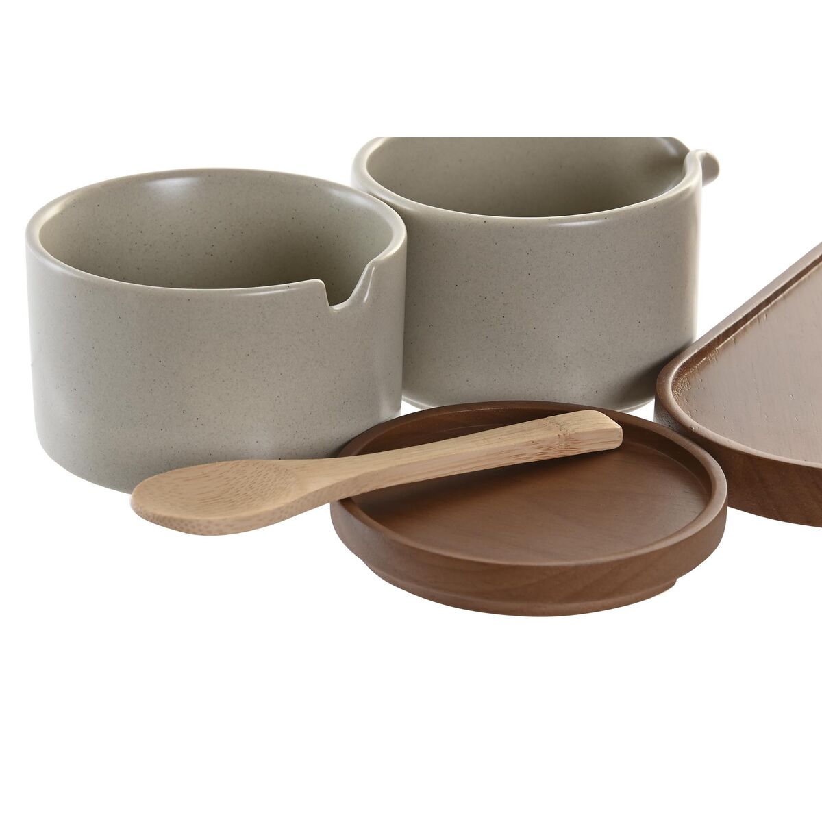 Sockerströare DKD Home Decor 19,5 x 18,5 x 7 cm Beige Brun Gummiträ 4 Delar - 3