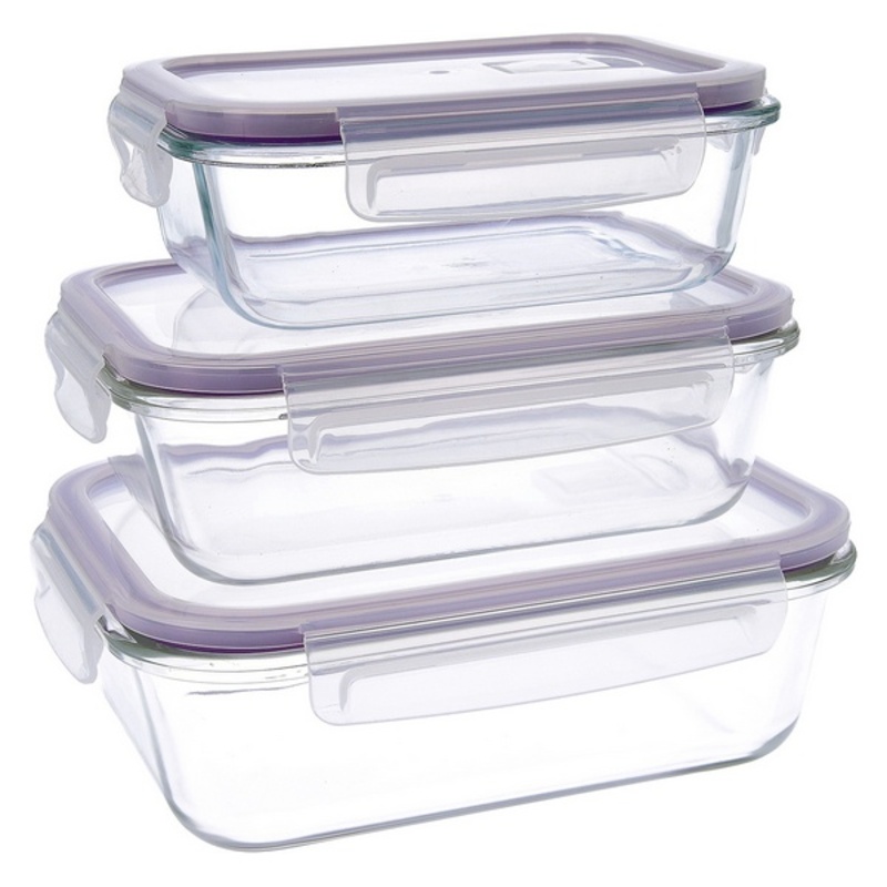 Lunchlådor, set Quid Frost (3 pcs) Transparent Glas 3 Delar