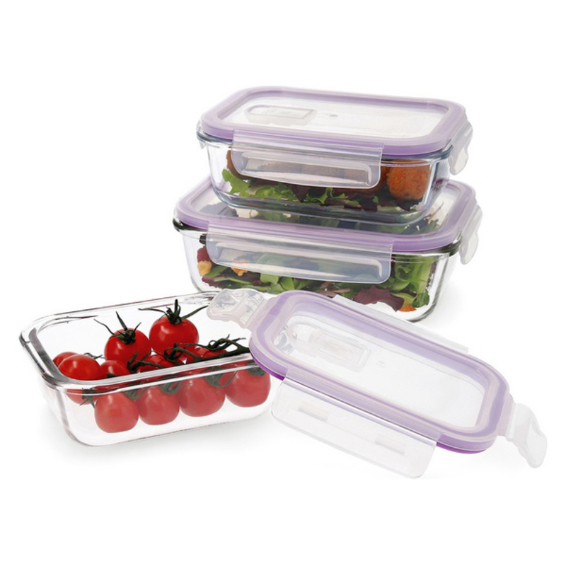 Lunchlådor, set Quid Frost (3 pcs) Transparent Glas 3 Delar - 2