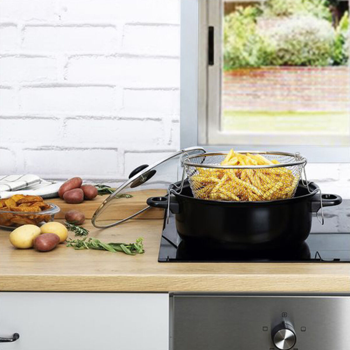 Fritös Quid Gante Med lock 320 ml Korg (26 cm) - 8