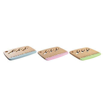 Ostbricka DKD Home Decor 33,5 x 24 x 2 cm Blå Rosa Rostfritt stål Grön (3 Delar)