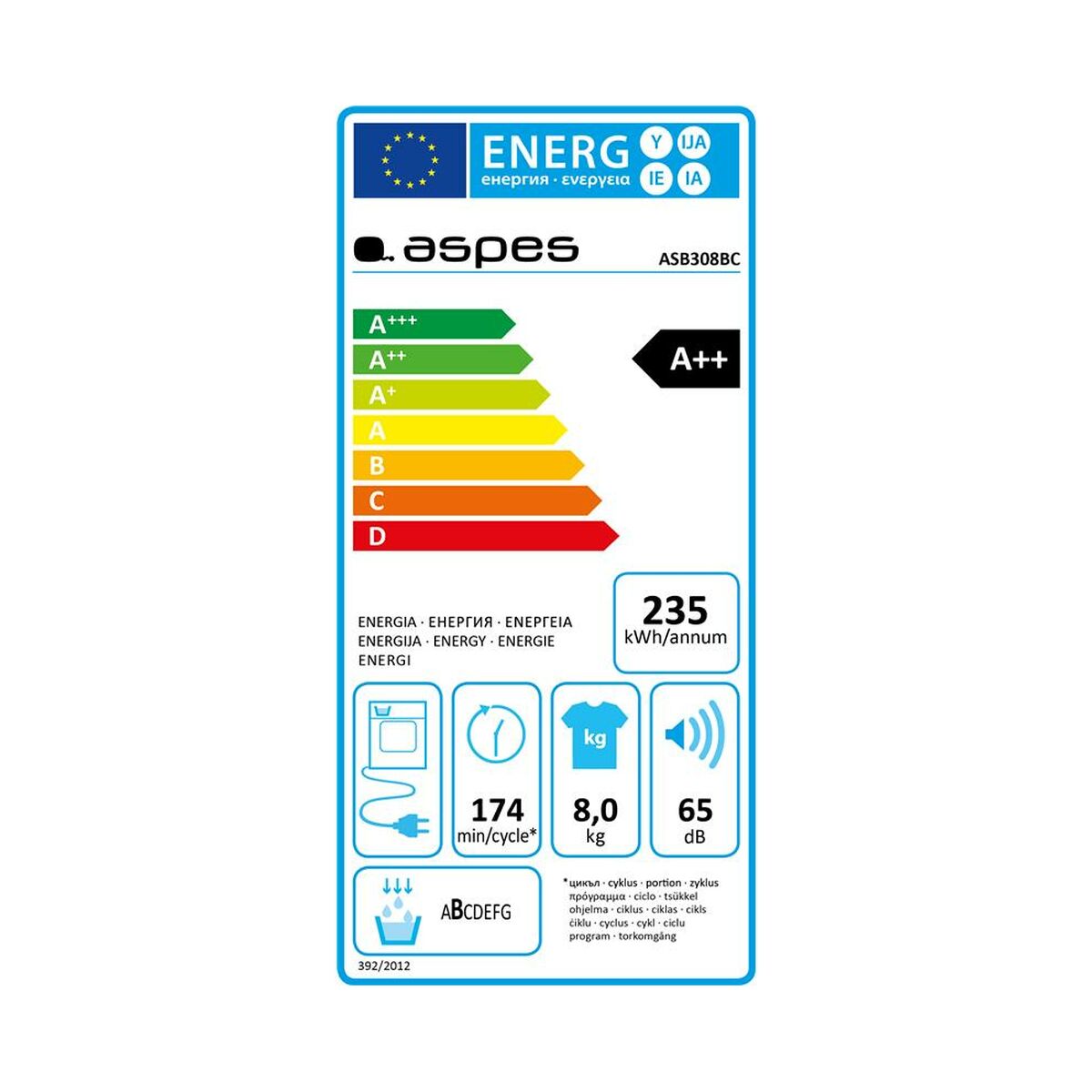 Kondensationstork Aspes ASB308BC 1000 W - 2