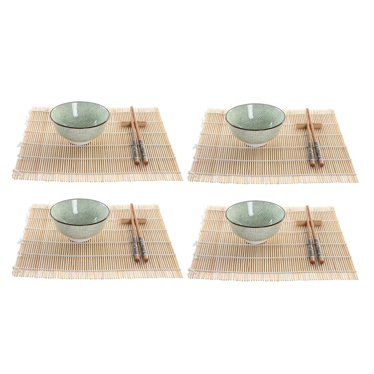 Sushiset DKD Home Decor 14,5 x 14,5 x 35 cm Stengods Orientalisk (16 Delar)