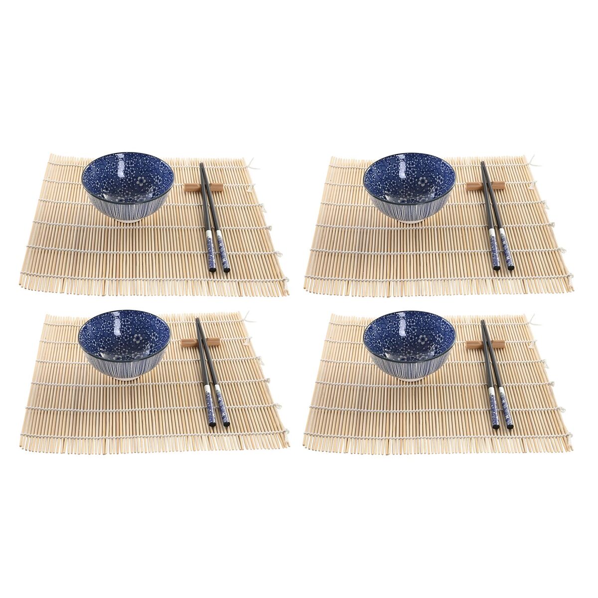 Sushiset DKD Home Decor 14,5 x 14,5 x 31 cm Svart Blå Stengods Orientalisk (16 Delar) - 4