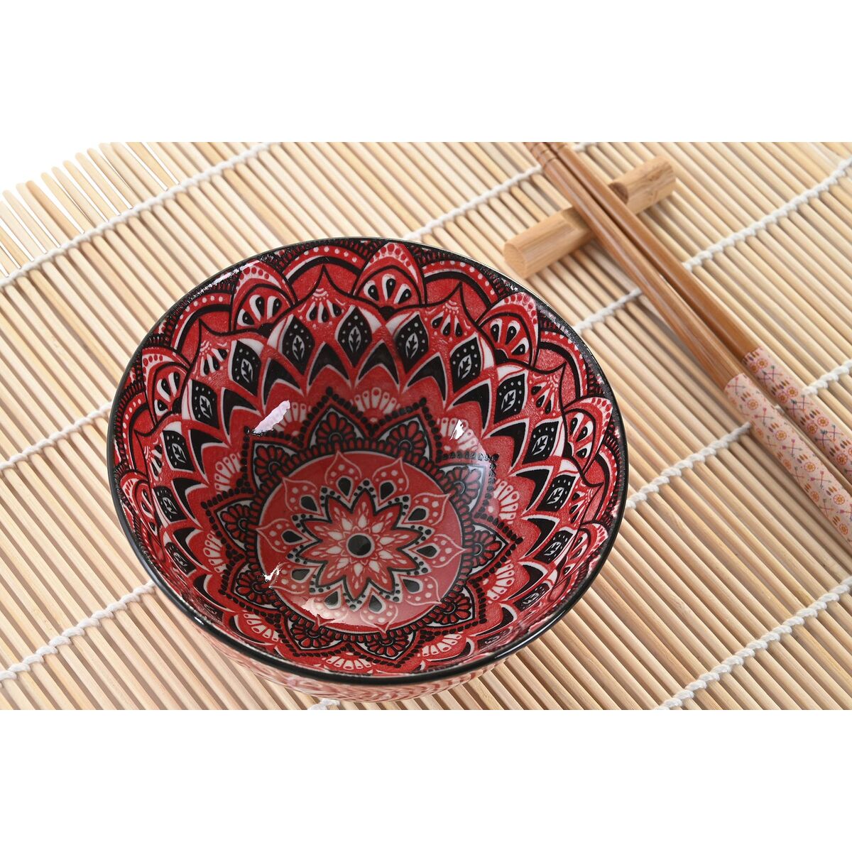 Sushiset DKD Home Decor 14,5 x 14,5 x 31 cm Fuchsia Mandala Stengods Orientalisk (16 Delar) - 4