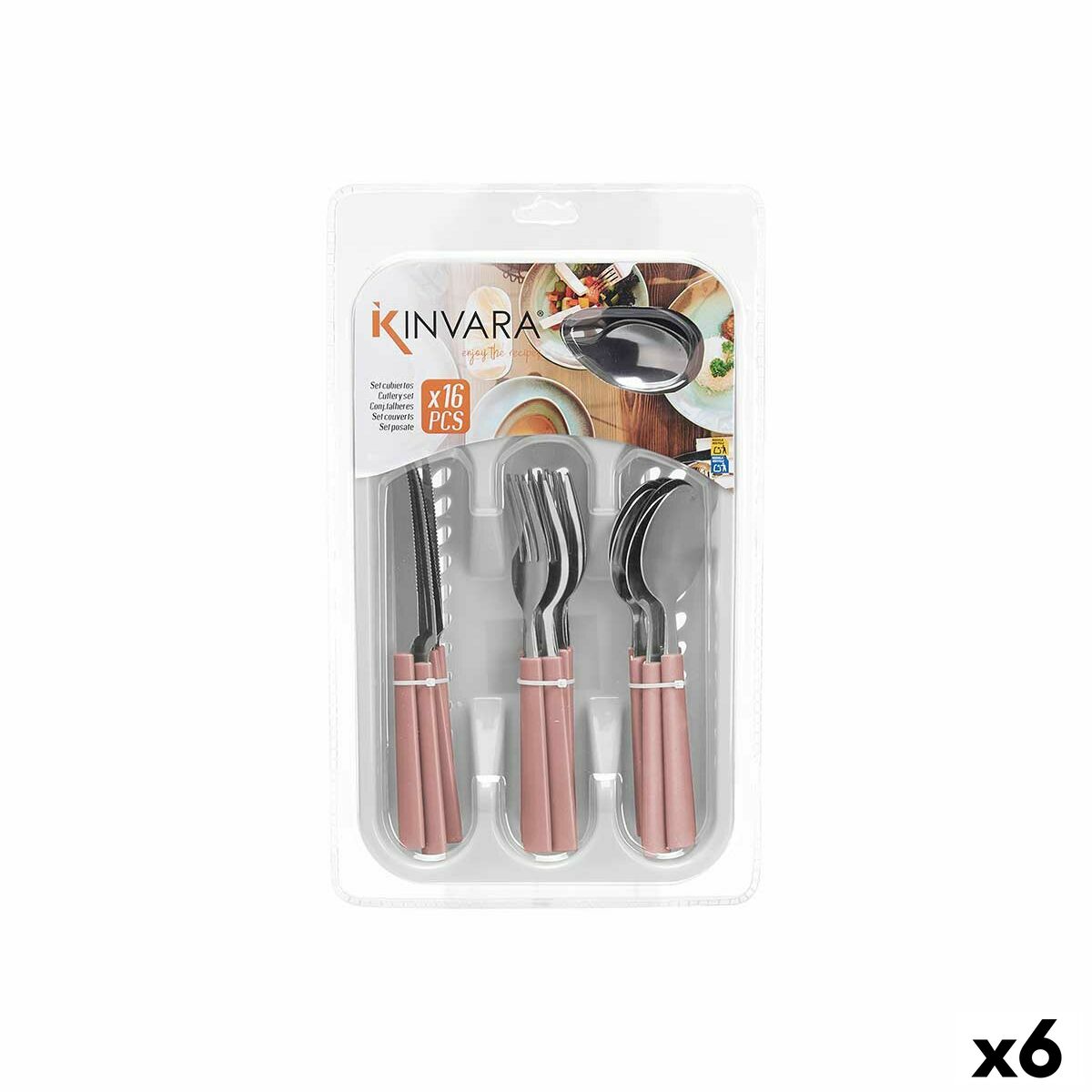 Bestickset Rostfritt stål Plast Rosa Silvrig (6 antal)