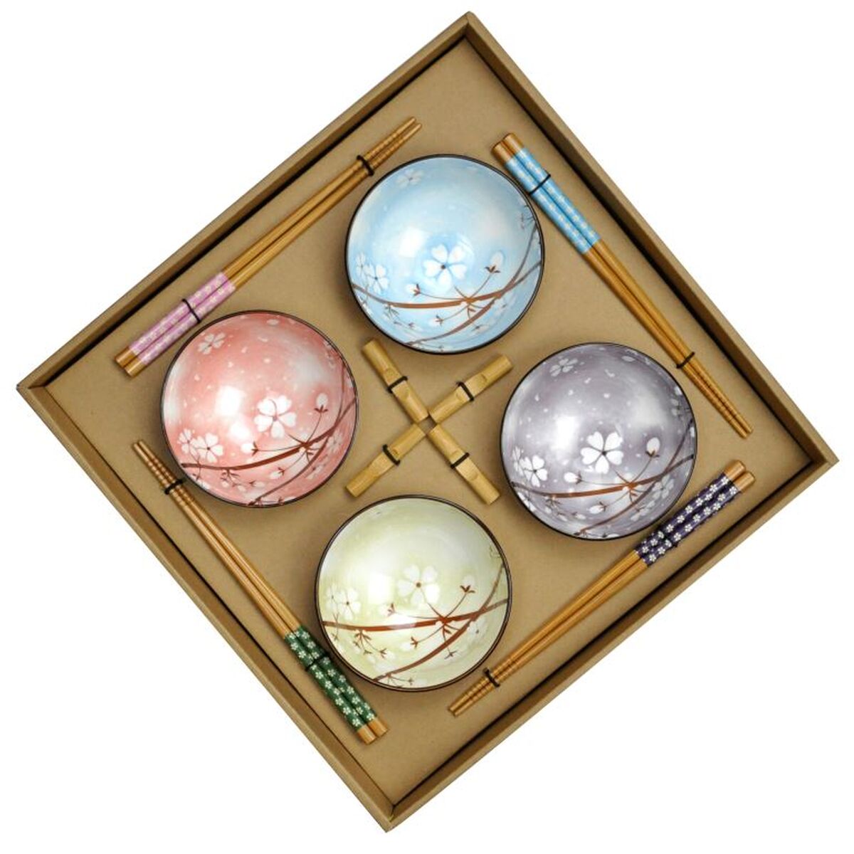 Sushiset DKD Home Decor 34 x 34 x 6,5 cm Träd Multicolour Stengods Orientalisk (12 antal)