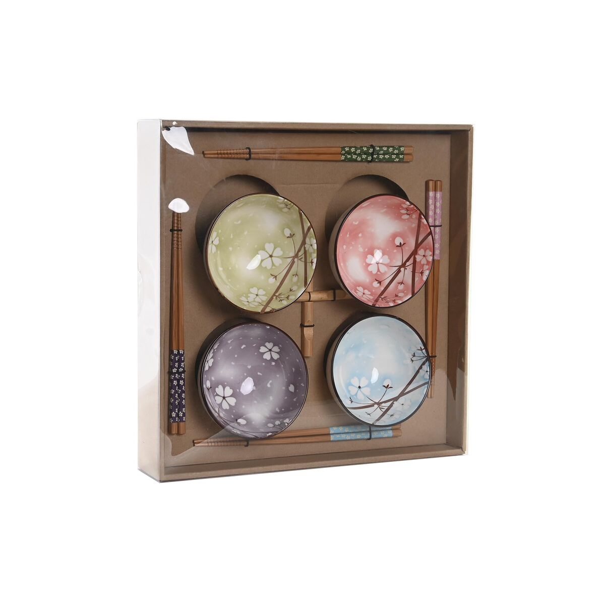 Sushiset DKD Home Decor 34 x 34 x 6,5 cm Träd Multicolour Stengods Orientalisk (12 antal) - 5