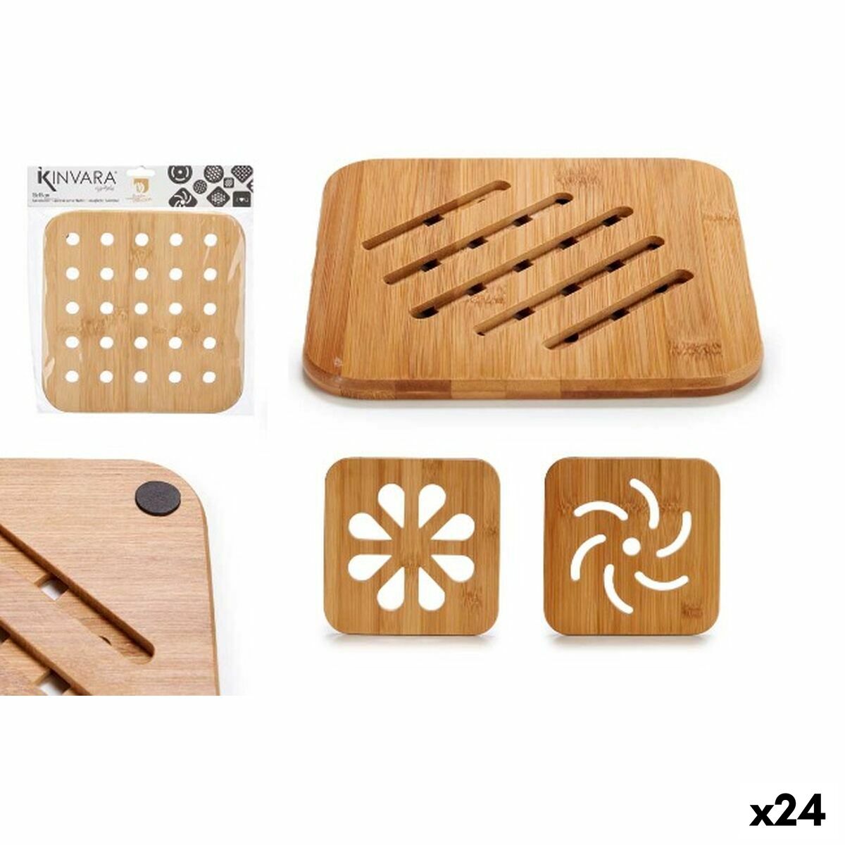 Bordsunderlägg 19 x 19 cm Brun Bambu (24 antal)
