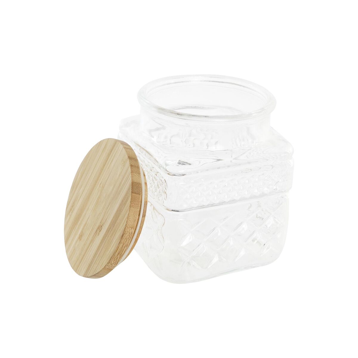 Uppsättning med 3 Burkar DKD Home Decor Transparent Naturell Bambu Glas 12 x 12 x 20 cm - 2