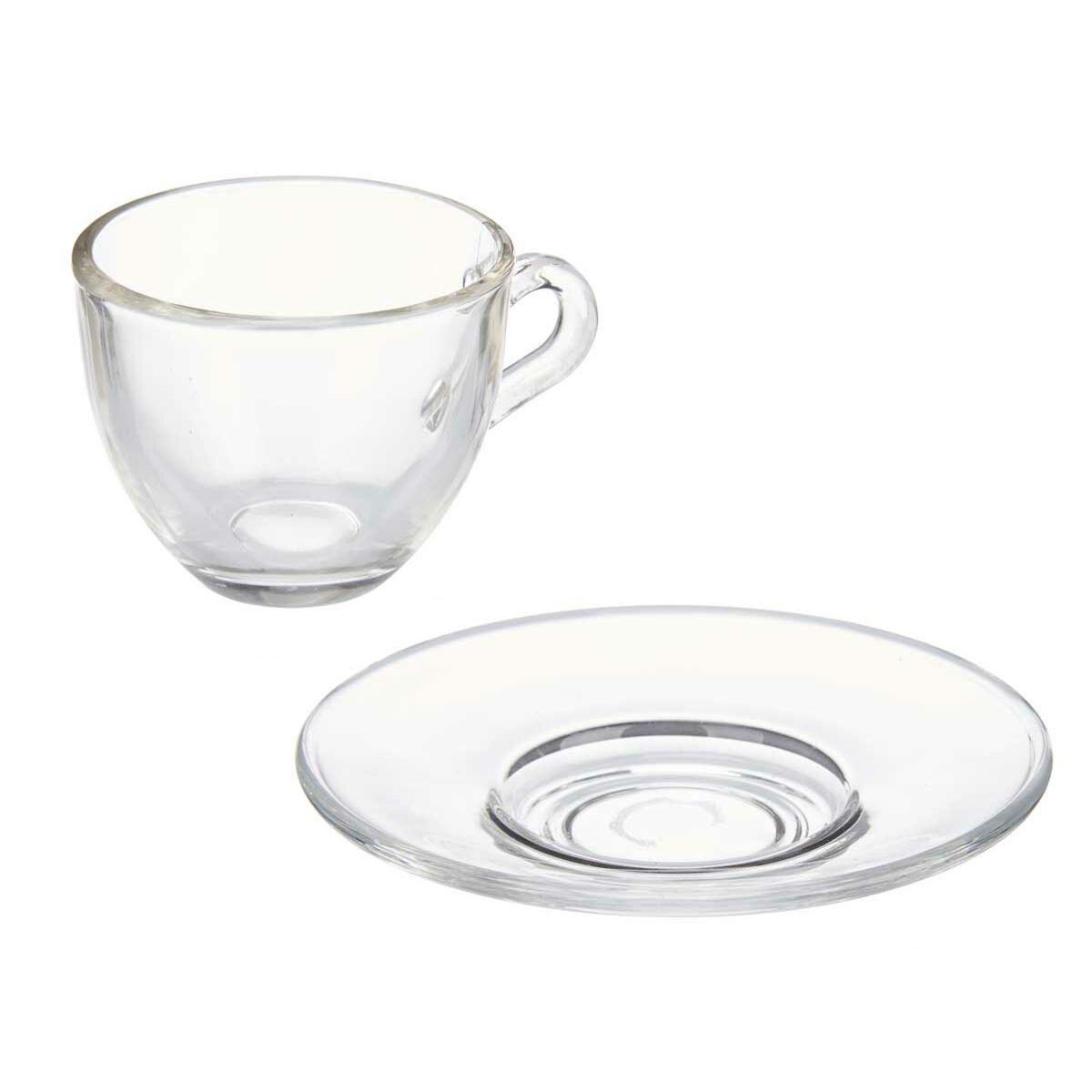 Kopp med assiett Transparent Glas 85 ml (6 antal) - 2