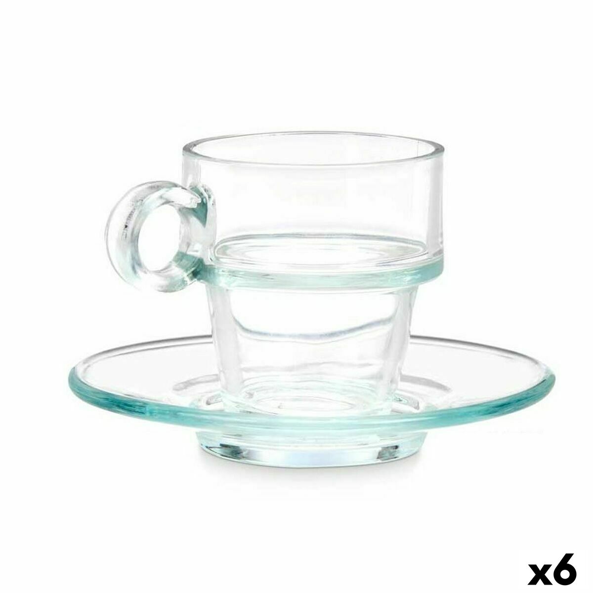 Kopp med assiett Transparent Glas 90 ml (6 antal)