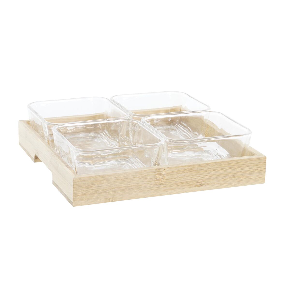 Snacksbricka DKD Home Decor 21 x 21 x 6 cm Glas Naturell 280 ml