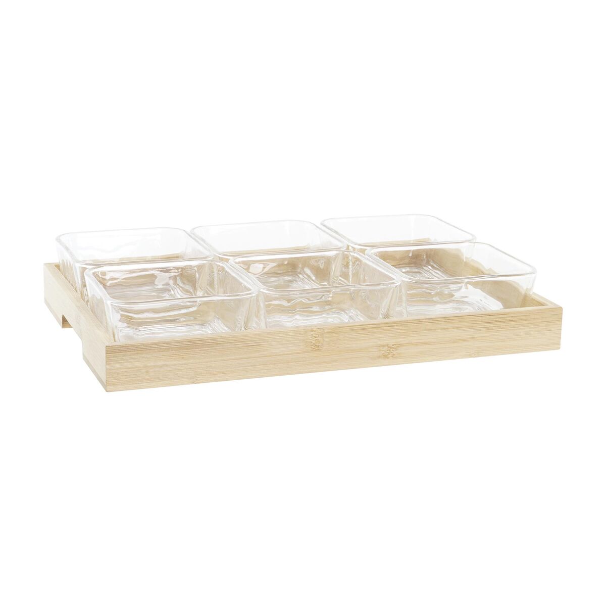 Snacksbricka DKD Home Decor 32 x 21 x 6 cm Glas Naturell 280 ml