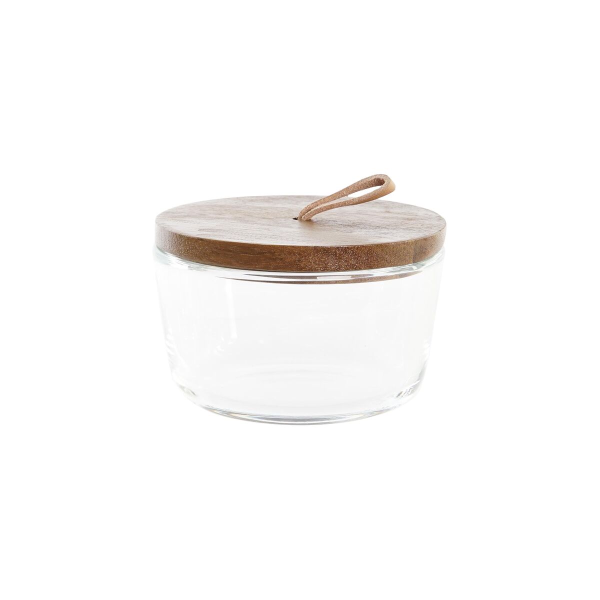 Uppsättning med 2 Burkar DKD Home Decor 20,5 x 10,5 x 7 cm Glas Brun Transparent Akaciaträ 240 ml - 2
