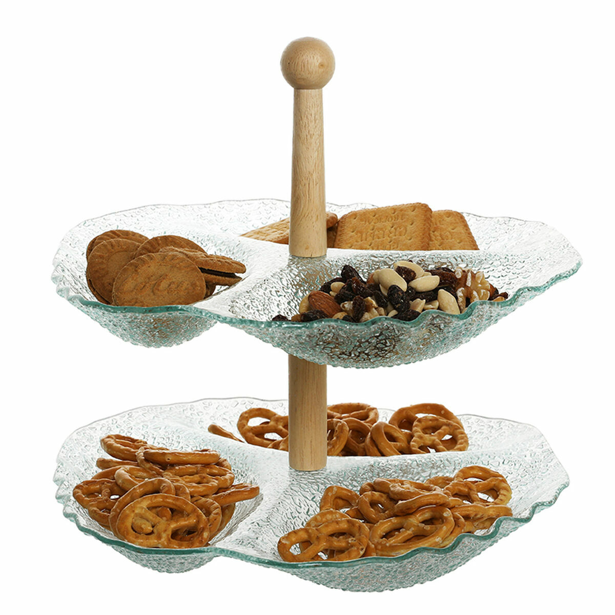 Snacksbricka DKD Home Decor 26 x 26 x 35 cm Glas Naturell Transparent Med relief - 2