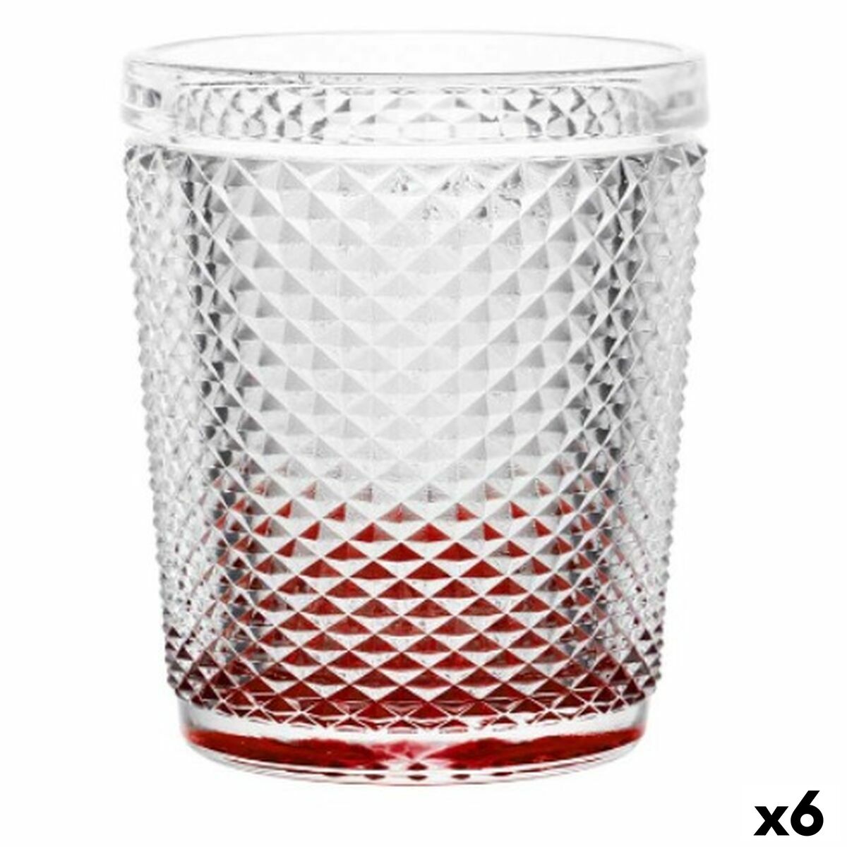 Glas Diamant Röd Transparent Glas 300 ml (6 antal)