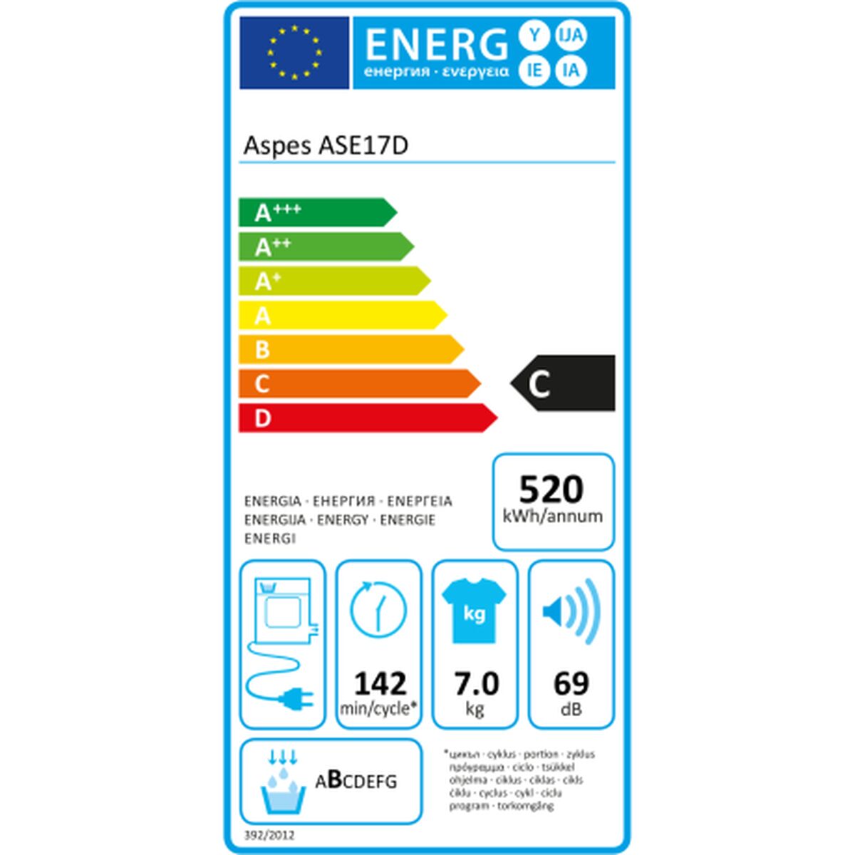 Evakueringstork Aspes ASE17D 7 kg 2000 W - 2