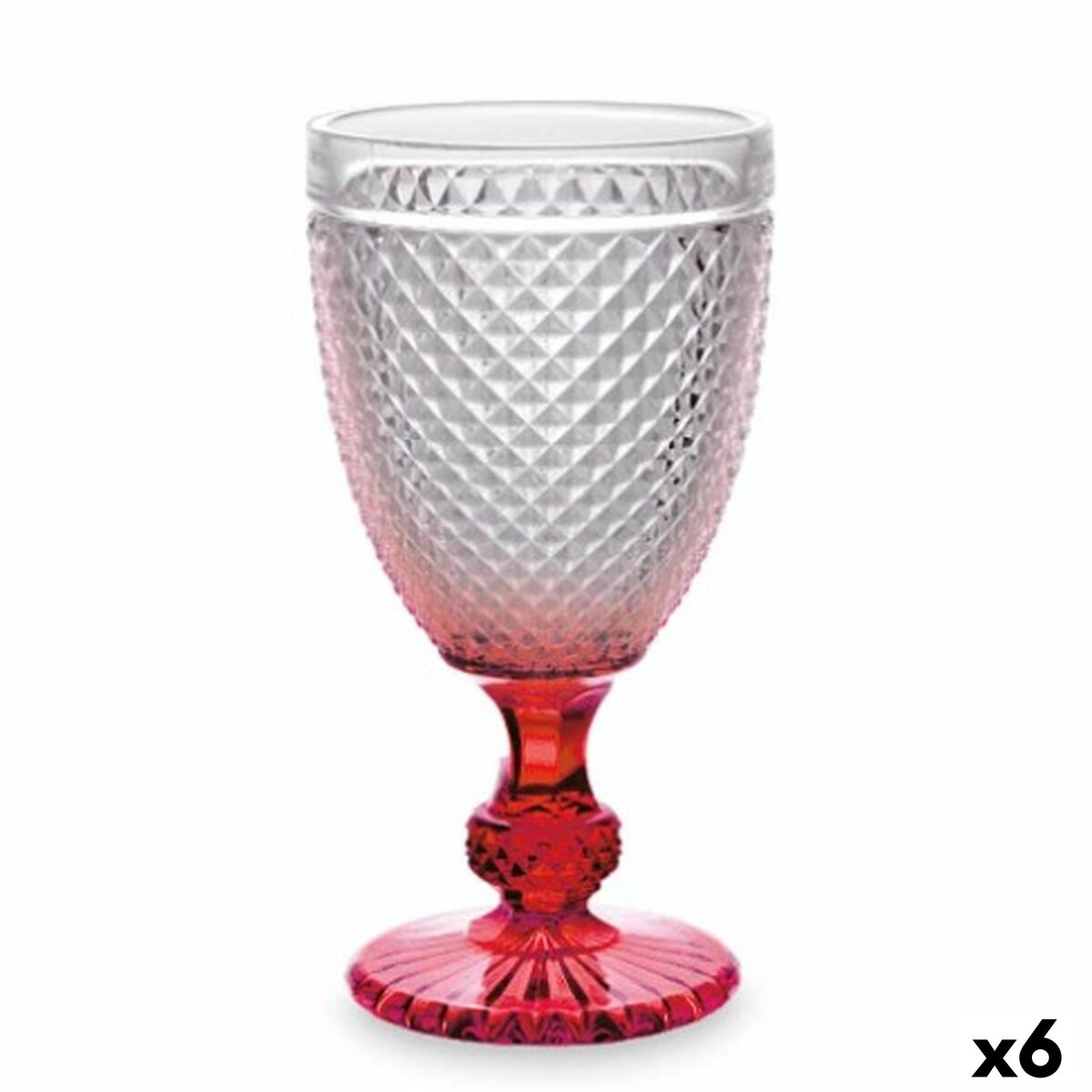 Vinglas Diamant Röd Transparent Glas 256 ml (6 antal)