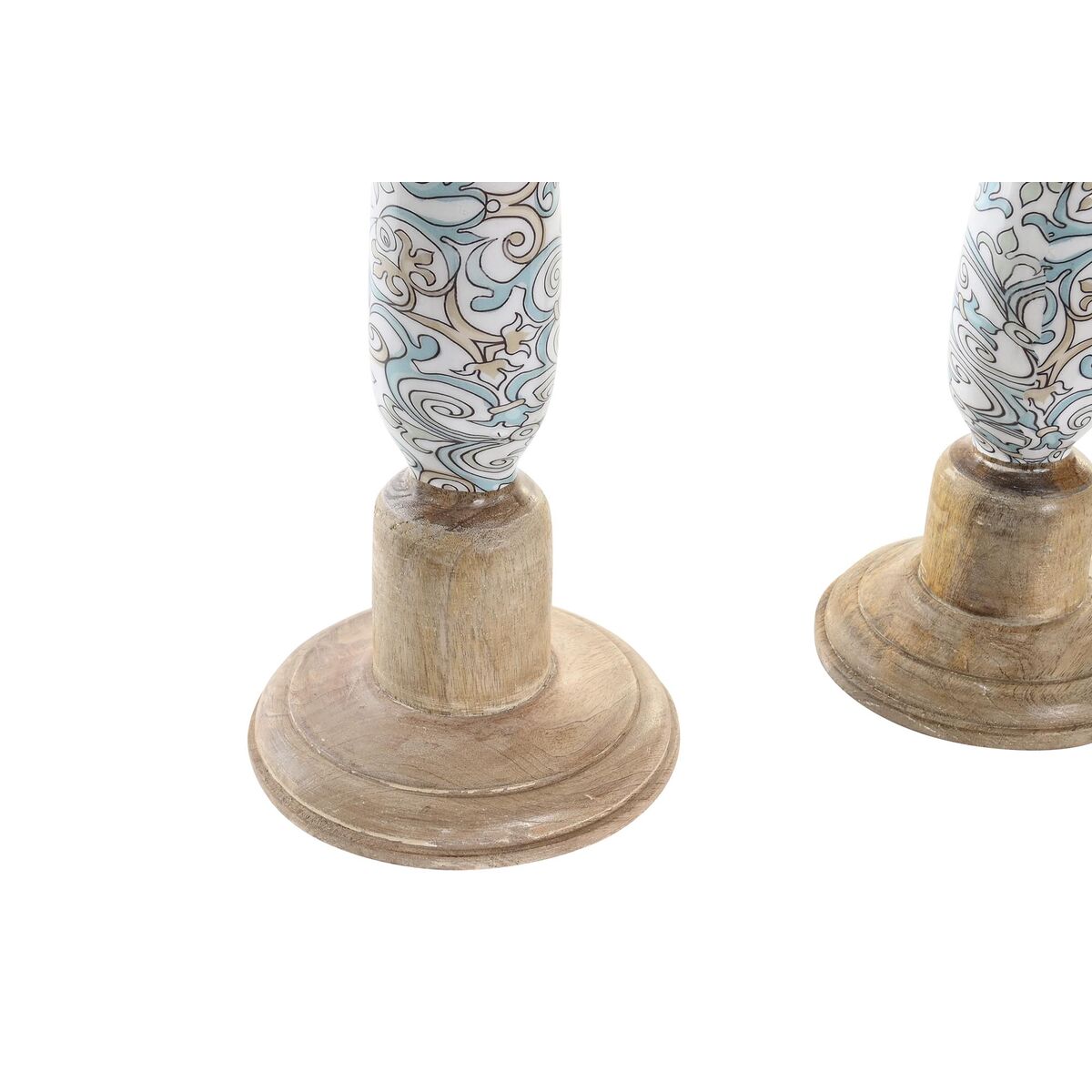 Ljusstakar DKD Home Decor Metall Mangoträ (17 x 17 x 52,5 cm) (2 Delar) - 2
