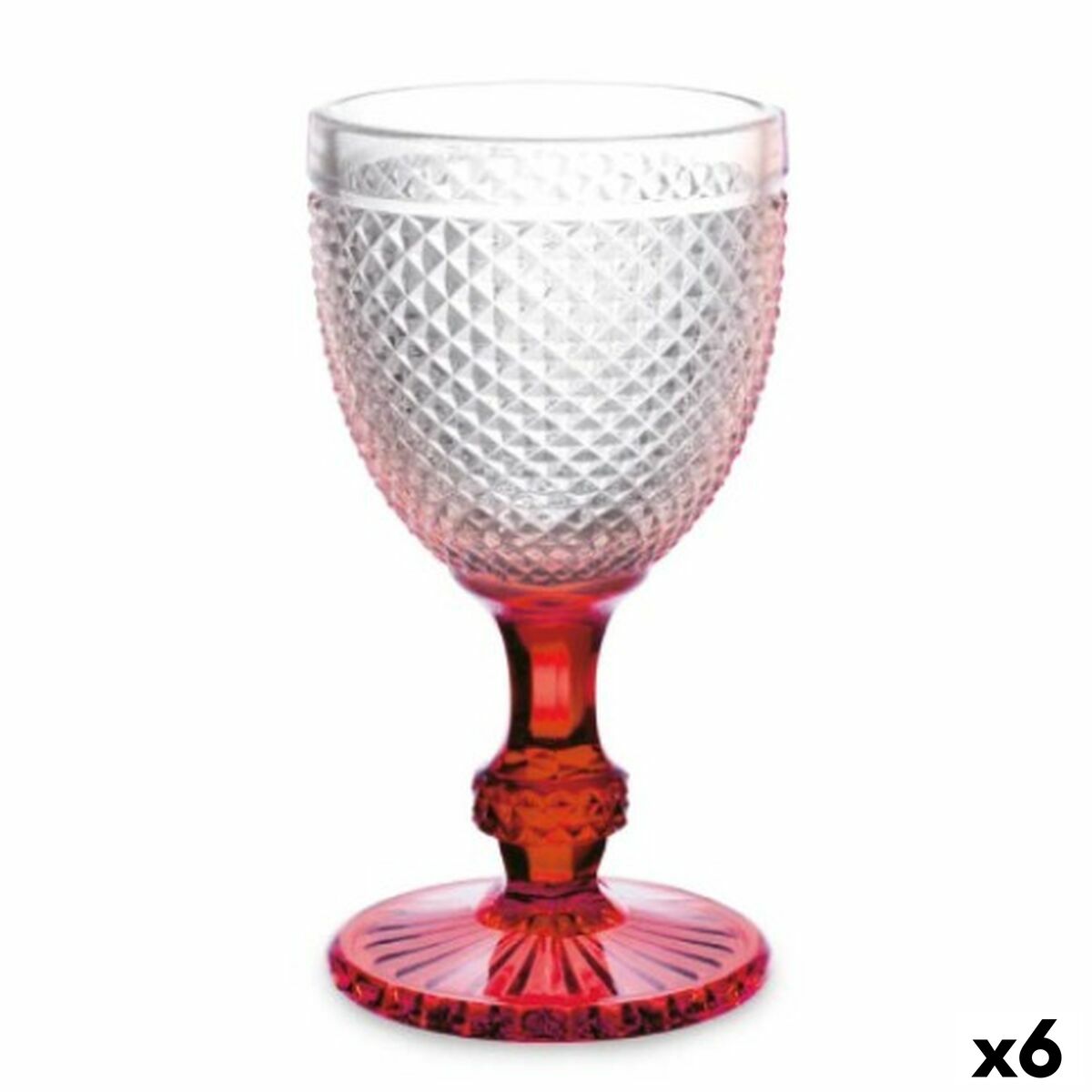 Vinglas Diamant Röd Transparent Glas 330 ml (6 antal)