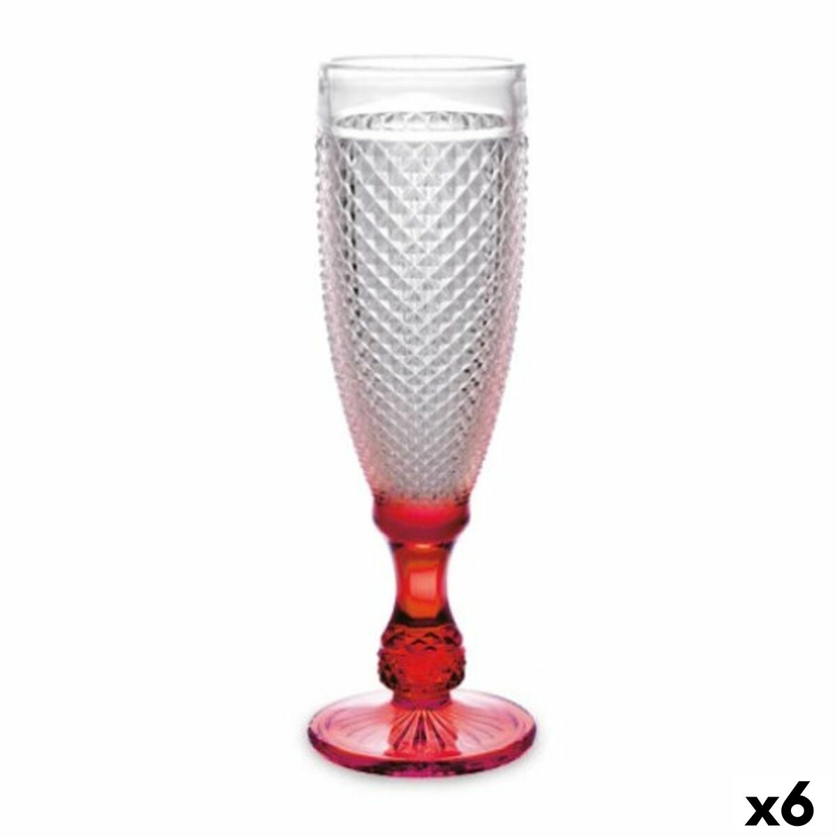 Champagneglas Diamant Röd Transparent Glas 185 ml (6 antal)