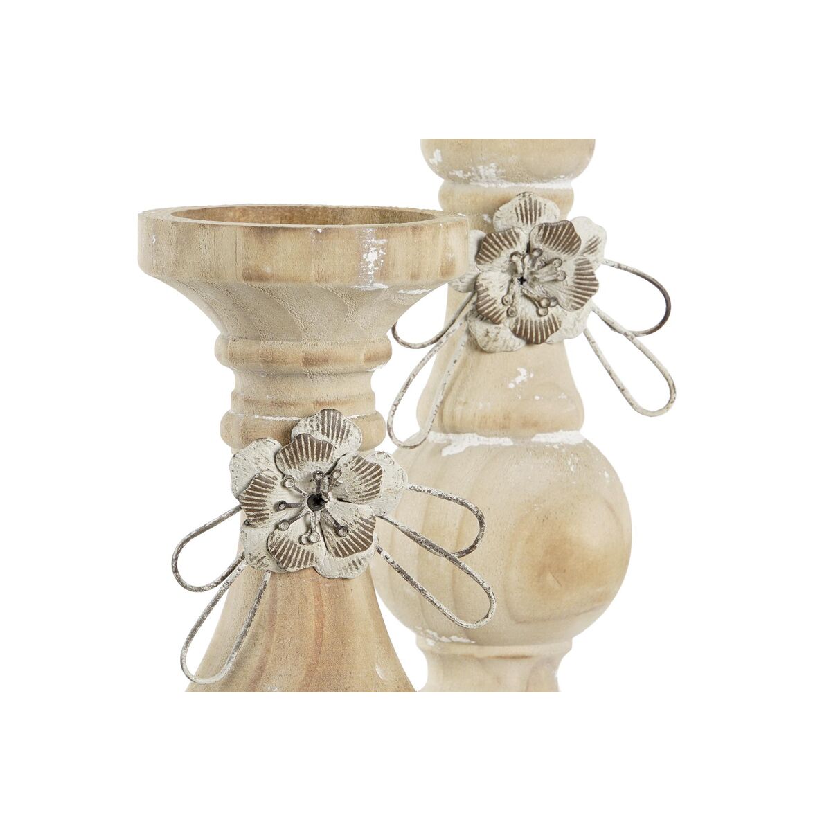 Ljusstakar DKD Home Decor Trä (9,5 x 9,5 x 28 cm) (2 Delar) - 3