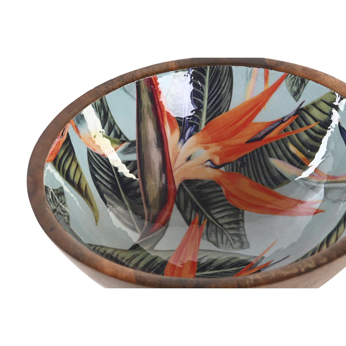 Skål DKD Home Decor Naturell Grön Mangoträ Tropiskt 18 x 18 x 7 cm - 3