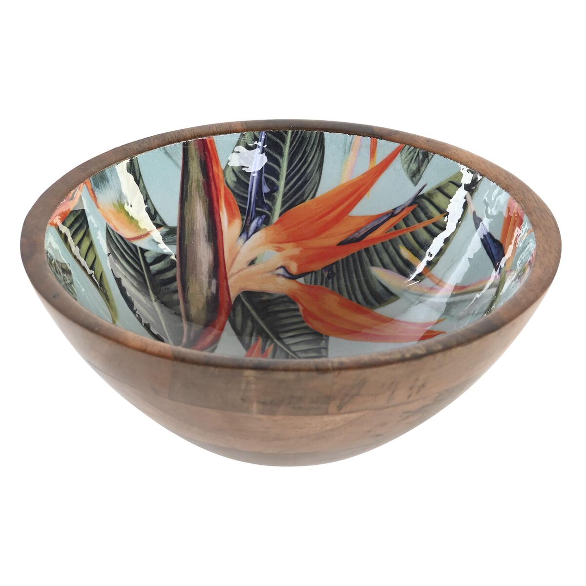 Skål DKD Home Decor Naturell Grön Mangoträ Tropiskt 18 x 18 x 7 cm