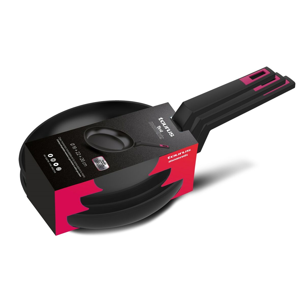 Set med stekpannor Taurus Best Moments Svart Aluminium 3 antal Ø 18 cm Ø 22 cm Ø 26 cm