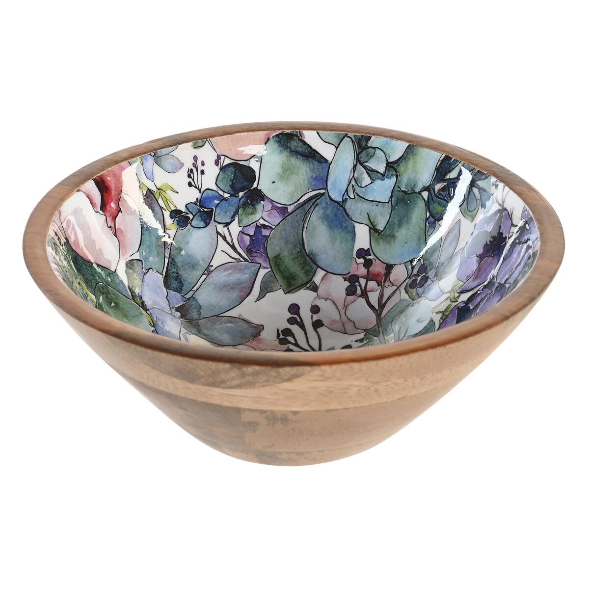 Skål DKD Home Decor Naturell Rosa Vit Mangoträ 18 x 18 x 7 cm