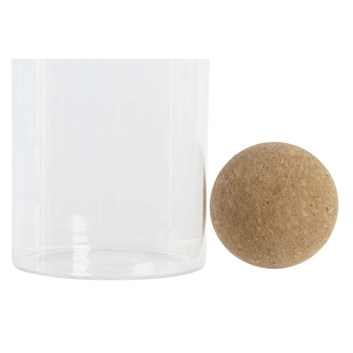 Uppsättning med 3 Burkar DKD Home Decor 9,5 x 9,5 x 28,4 cm Naturell Transparent Kork Borosilikatglas - 3
