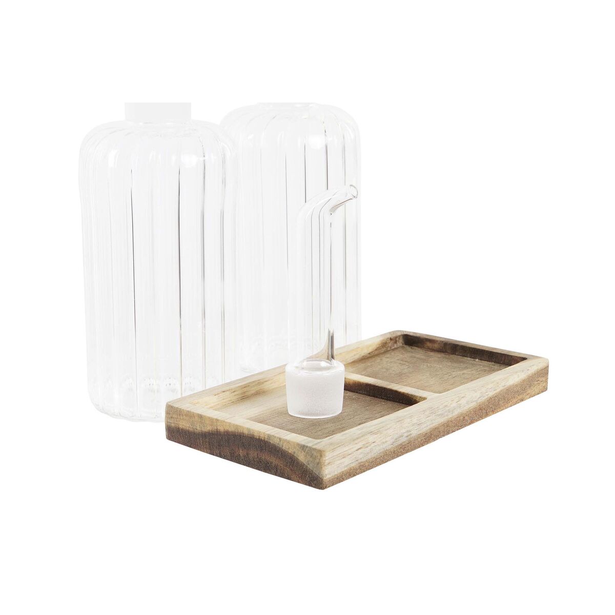 Set med olja och vinäger DKD Home Decor 250 ml 14 x 7,5 x 21 cm Naturell Transparent Akaciaträ Borosilikatglas - 2
