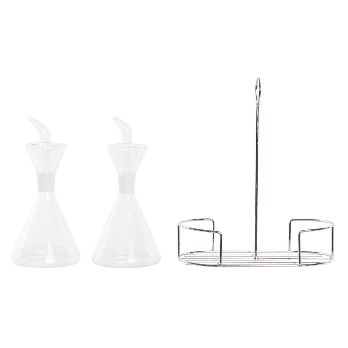 Set med olja och vinäger DKD Home Decor 200 ml 19,5 x 10 x 23,5 cm Metall Transparent 2 antal Borosilikatglas - 2