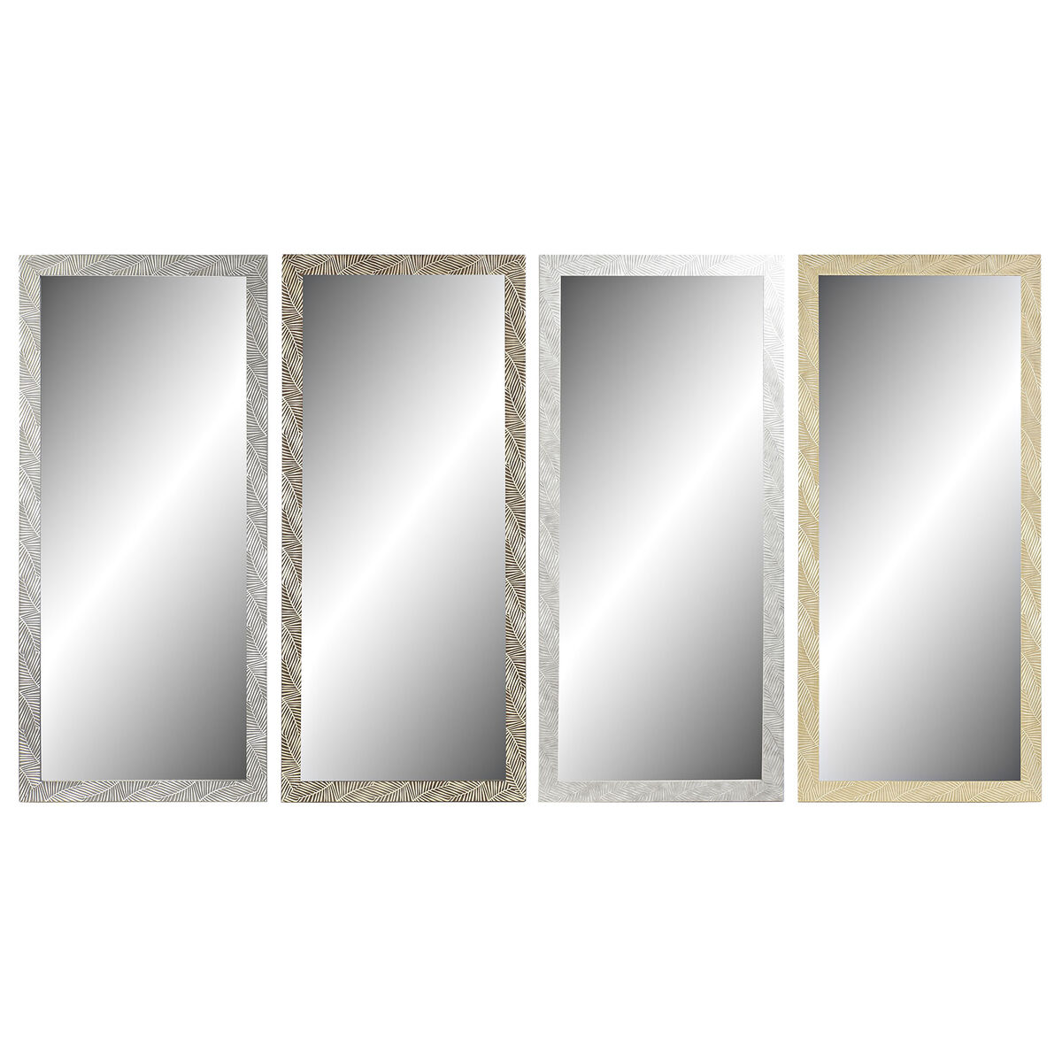 Väggspegel DKD Home Decor 70 x 2 x 158 cm Glas polystyren Tropiskt Löv av en växt (4 Delar)