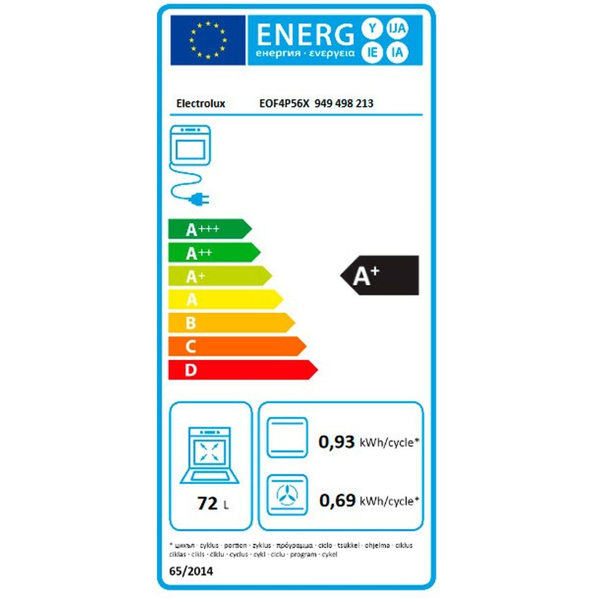 Ugn Electrolux EOF4P56X 3490 W 72 L - 2