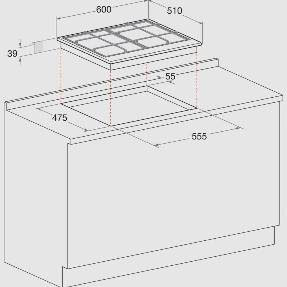 Gasplatta Whirlpool Corporation GMT 6422 AN 59 cm 51 cm 3500 W - 2