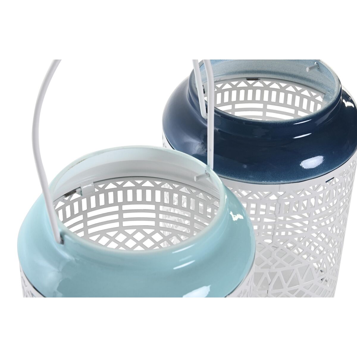 Ljusstakar DKD Home Decor Himmelsblå Marinblå Metall 15 x 15 x 24,5 cm (2 antal) - 2