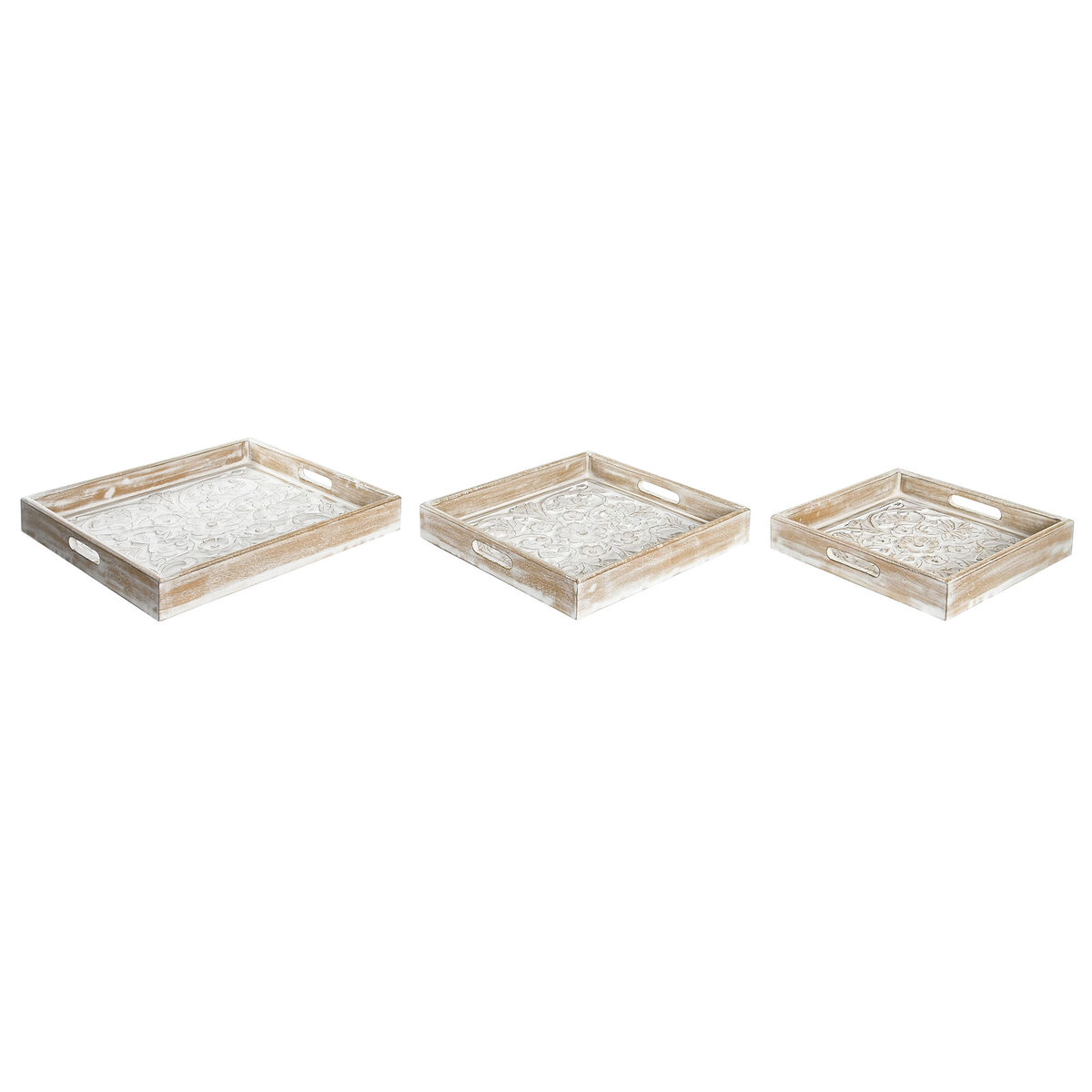 Uppsättning med Brickor DKD Home Decor Brun 40 x 40 x 5 cm Mangoträ Arab
