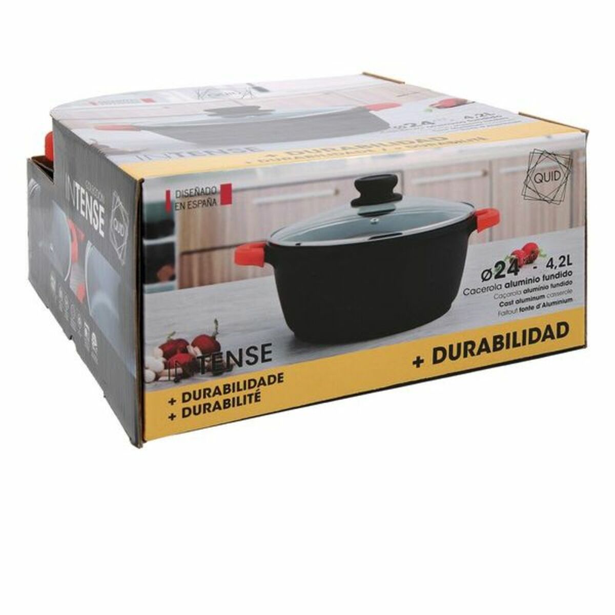 Kastrull med glaslock Quid Intense Aluminium, Mått: 28 cm - 8