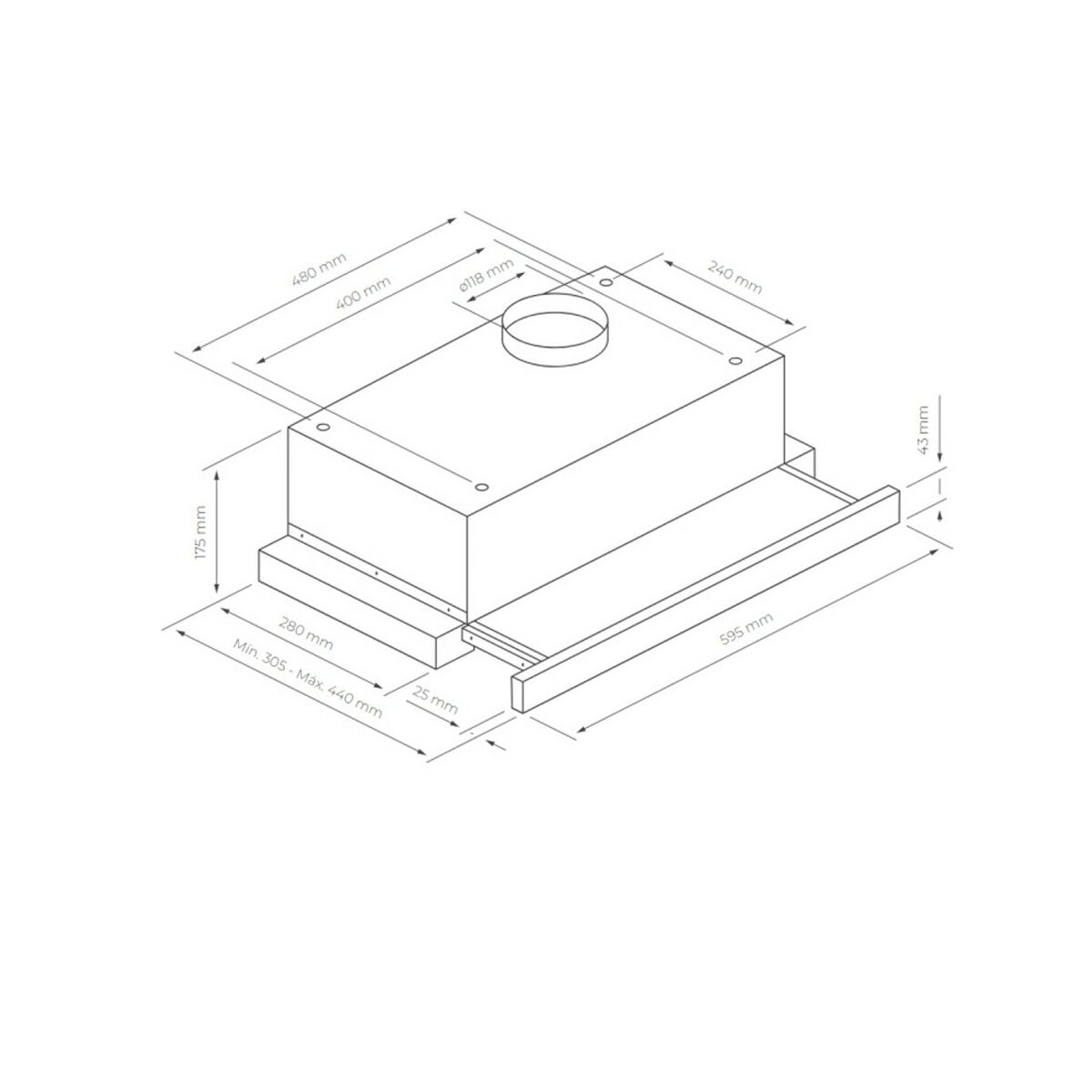 Konventionell fläkt Aspes ACPE600CX 60 cm 450 m3/h - 5