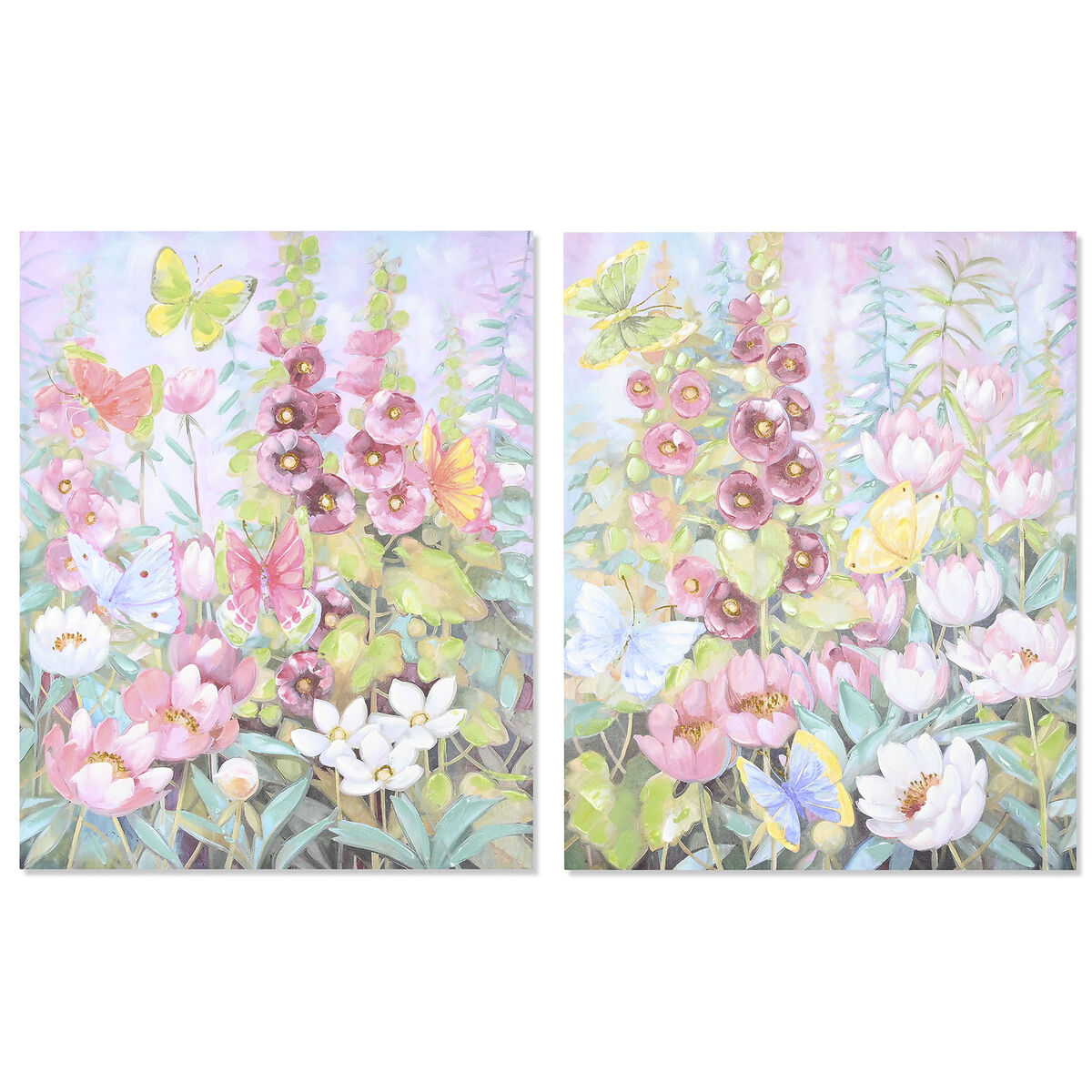 Tavla DKD Home Decor Virágok 80 x 3 x 100 cm Shabby Chic (2 antal)