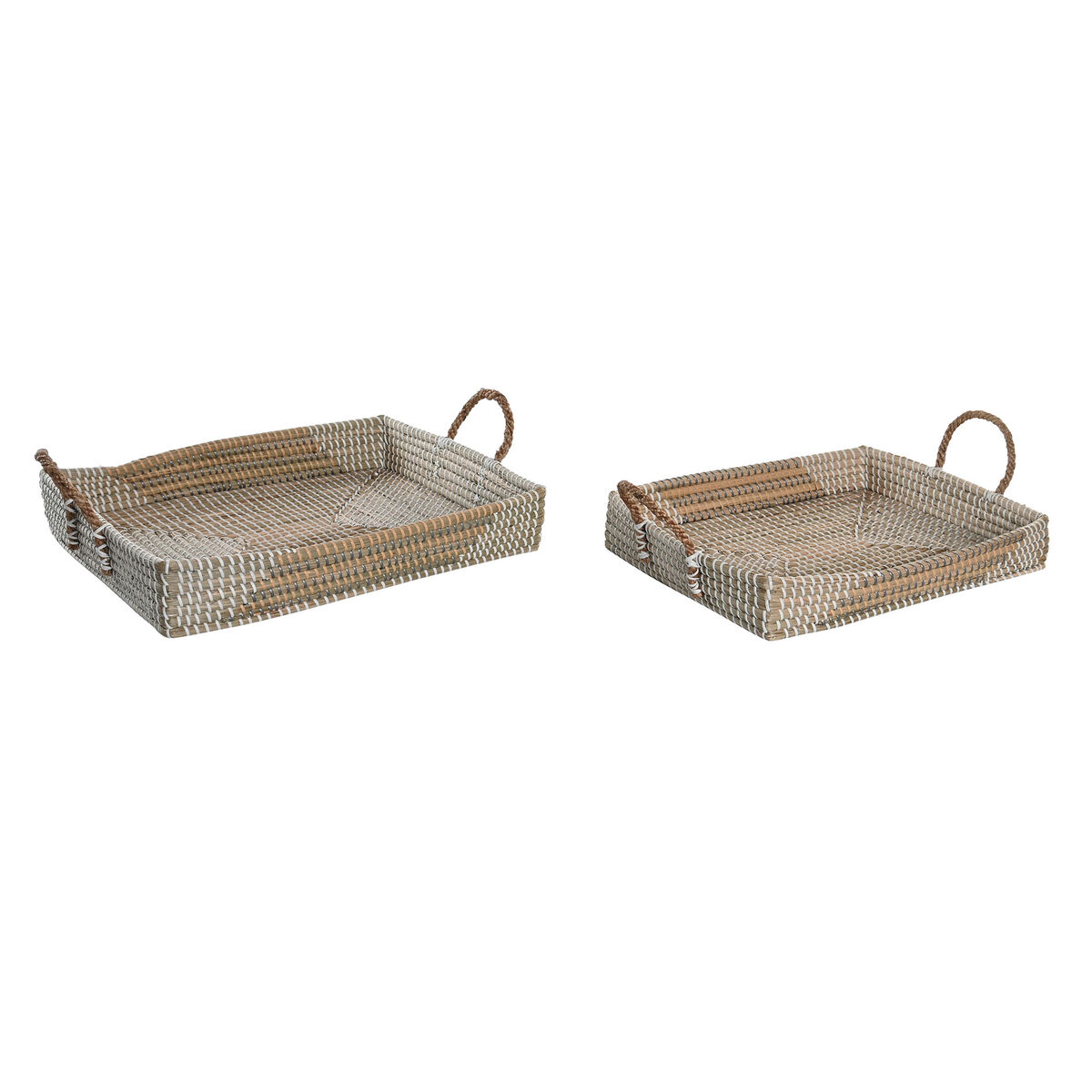 Uppsättning med Brickor DKD Home Decor Naturell Gul Tropiskt Sjögräs (48 x 38 x 15 cm) (2 antal)