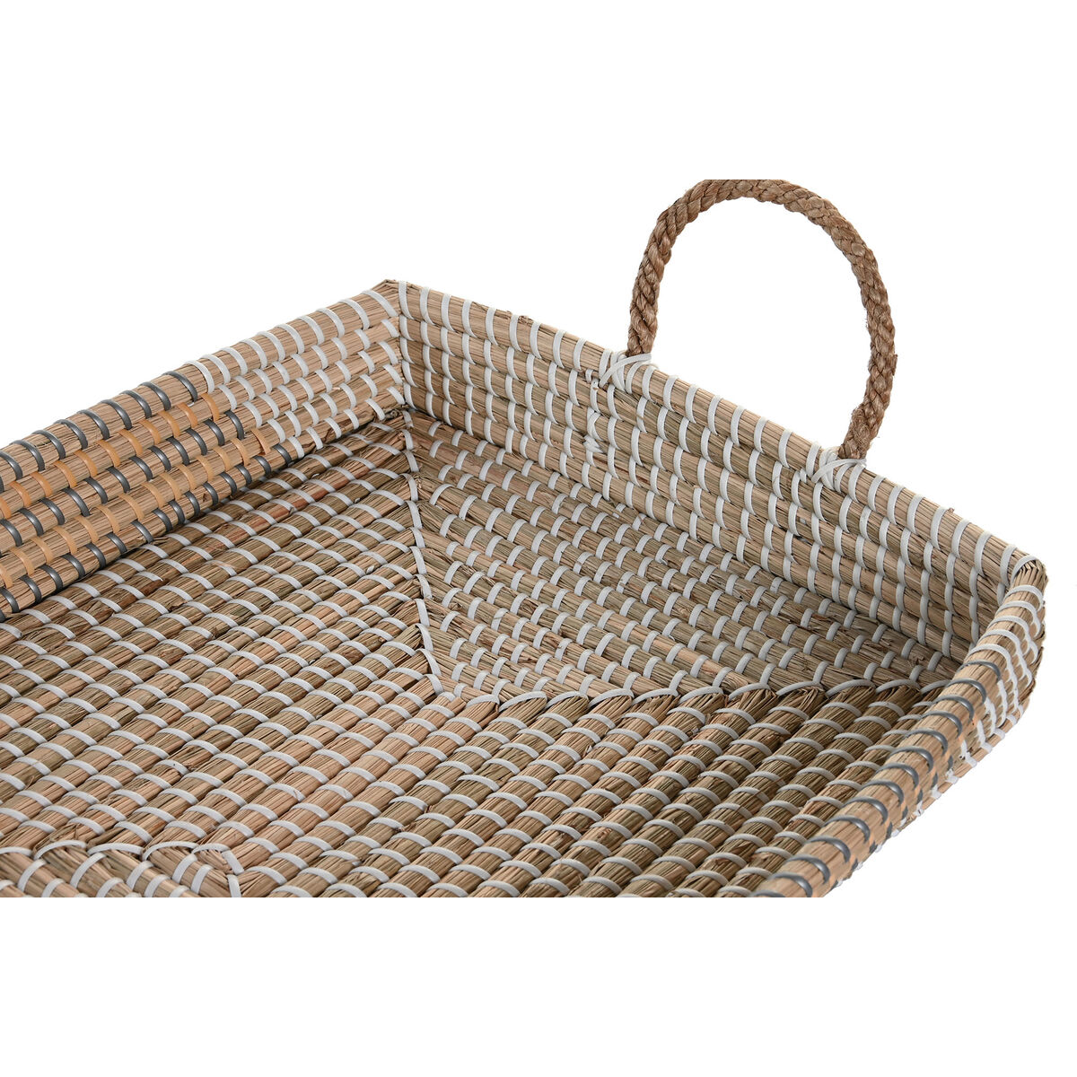 Uppsättning med Brickor DKD Home Decor Naturell Gul Tropiskt Sjögräs (48 x 38 x 15 cm) (2 antal) - 2