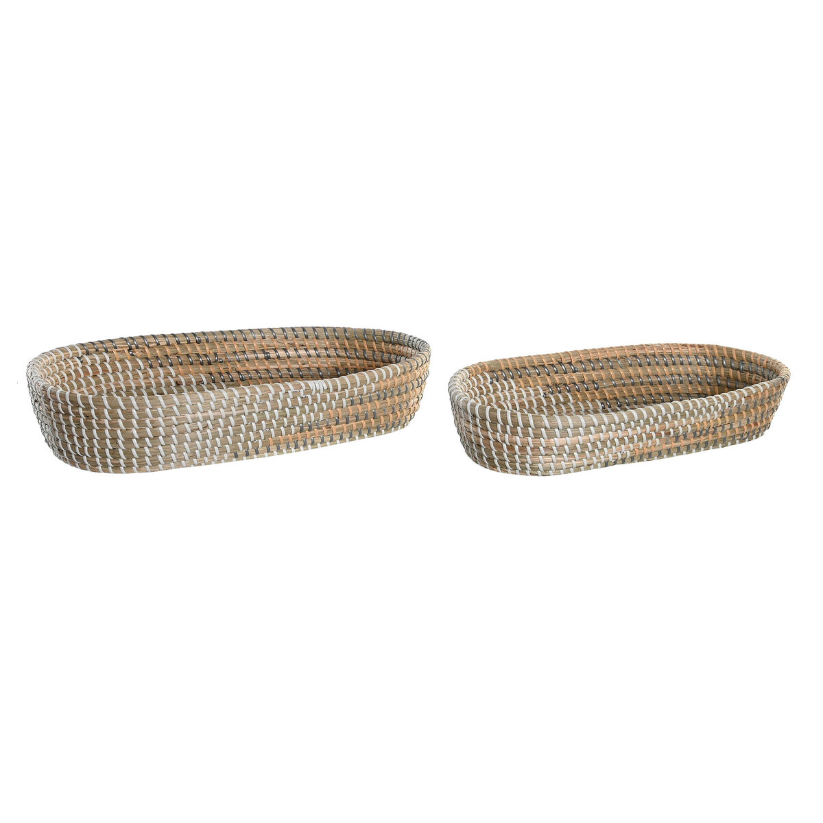 Uppsättning med Brickor DKD Home Decor 43 x 22 x 8 cm Naturell Gul Tropiskt Sjögräs (2 antal)